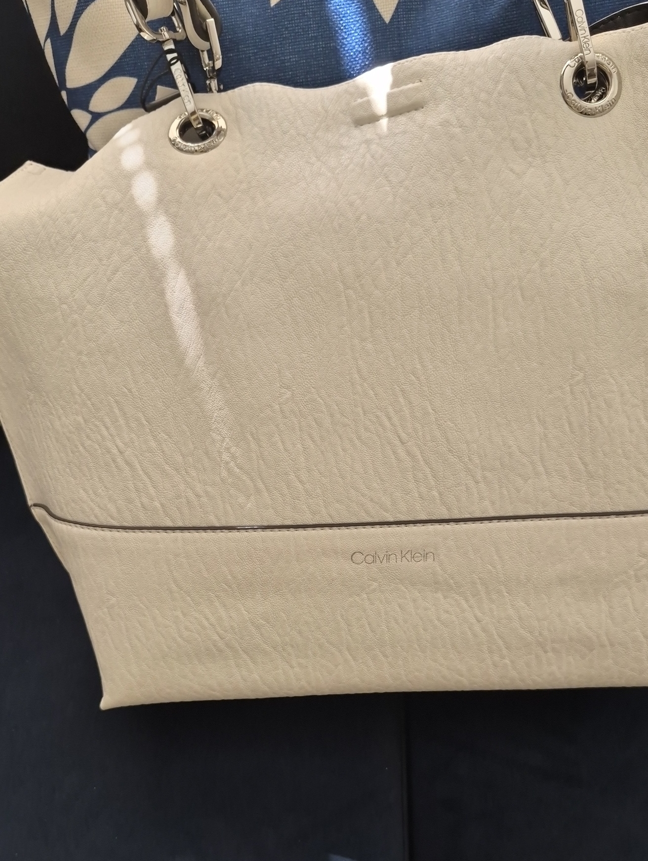 Calvin Klein Cream Tote Bag With Silver Hardware